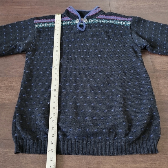 Vintage Alps Women's Nordic Style Wool Blend Pullover Sweater Size M Black/Blue - Picture 8 of 9